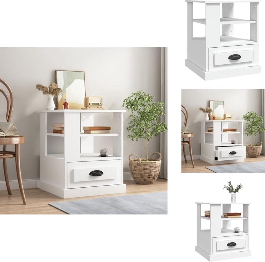VidaXL Bijzettafel Bijzettafels Eindtafel Salontafel -Bijzettafel-50x50x60-cm-bewerkt-hout-wit