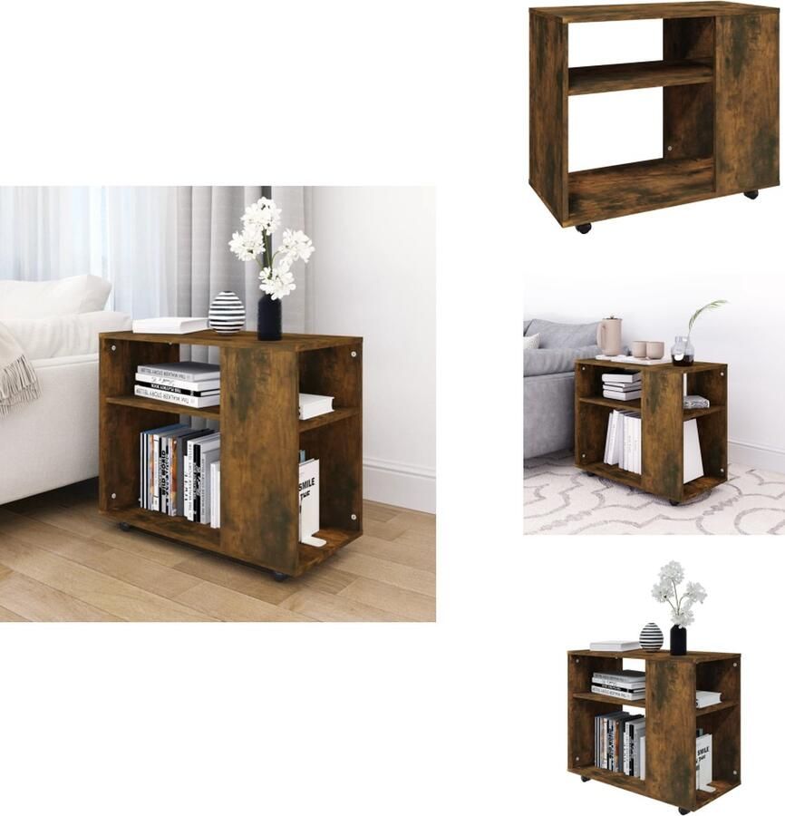 VidaXL Bijzettafel Bijzettafels Eindtafel Salontafel Bijzettafel 70x35x55 cm bewerkt hout gerookt eikenkleurig