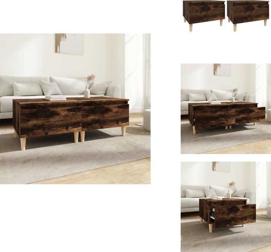 VidaXL Bijzettafel Bijzettafels Eindtafel Salontafel Bijzettafels 2 st 50x46x35 cm bewerkt hout gerookt eikenkleurig