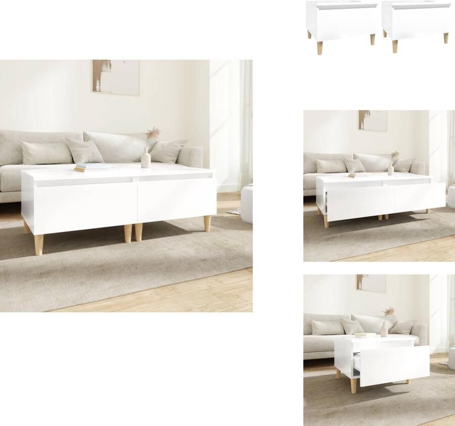 VidaXL Bijzettafel Bijzettafels Eindtafel Salontafel Bijzettafels 2 st 50x46x35 cm bewerkt hout hoogglans wit