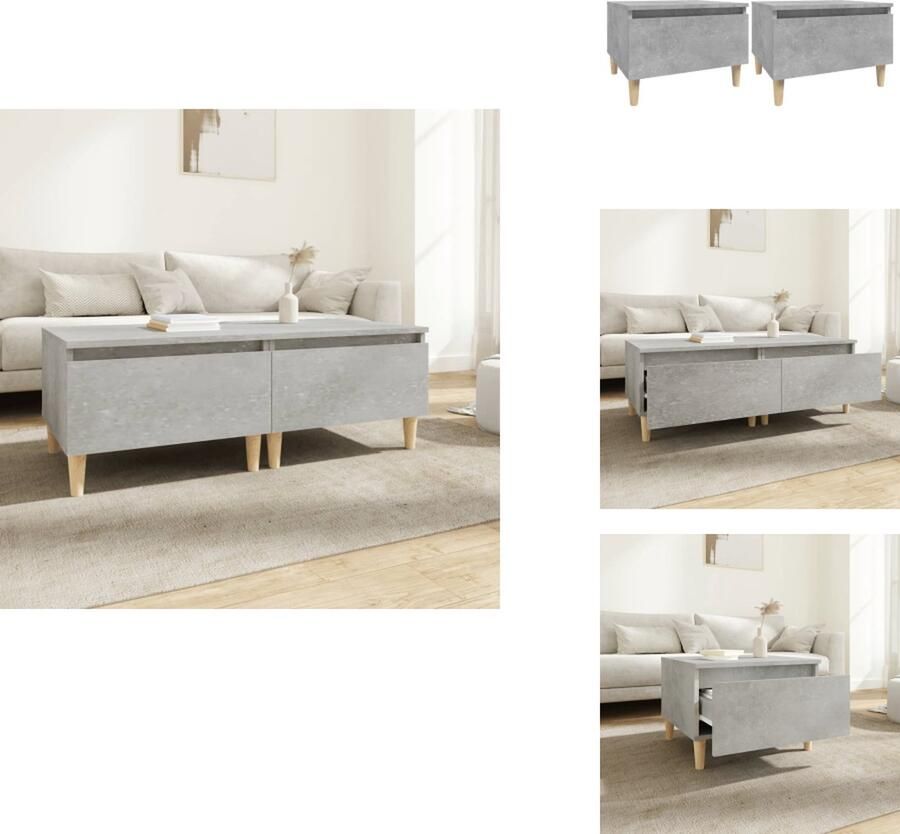 VidaXL Bijzettafel Bijzettafels Eindtafel Salontafel Bijzettafels 2 st 50x46x35 cm bewerkt hout betongrijs