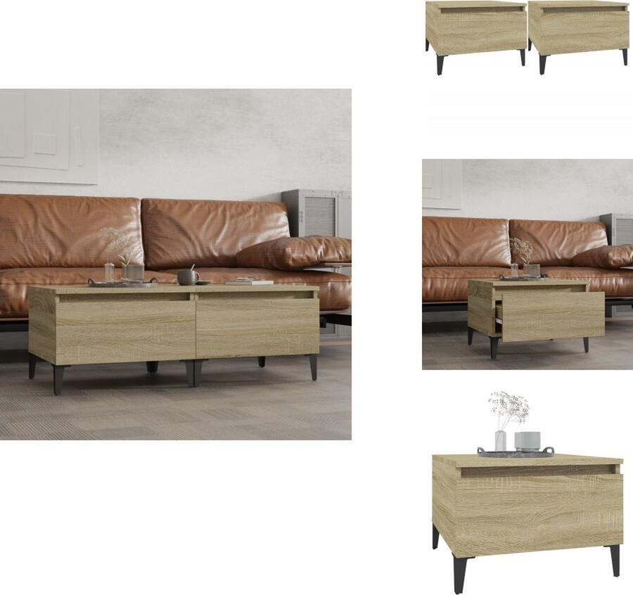 VidaXL Bijzettafel Bijzettafels Eindtafel Salontafel Bijzettafels 2 st 50x46x35 cm bewerkt hout sonoma eikenkleurig
