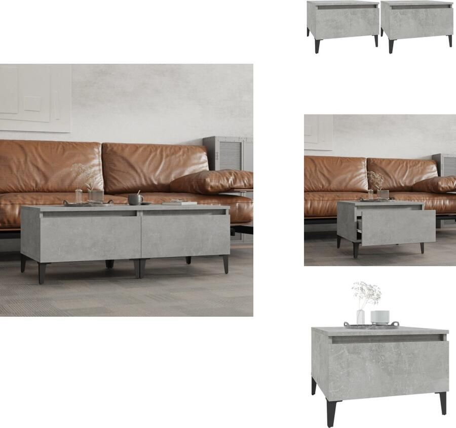 VidaXL Bijzettafel Bijzettafels Eindtafel Salontafel Bijzettafels 2 st 50x46x35 cm bewerkt hout betongrijs