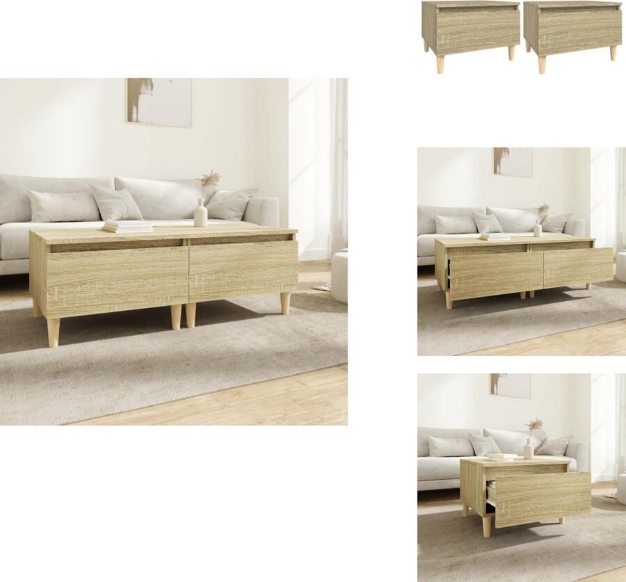 VidaXL Bijzettafel Bijzettafels Eindtafel Salontafel Bijzettafels 2 st 50x46x35 cm bewerkt hout sonoma eikenkleurig - Foto 2