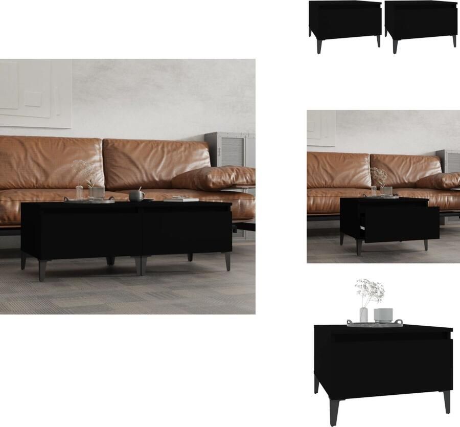 VidaXL Bijzettafel Bijzettafels Eindtafel Salontafel Bijzettafels 2 st 50x46x35 cm bewerkt hout zwart
