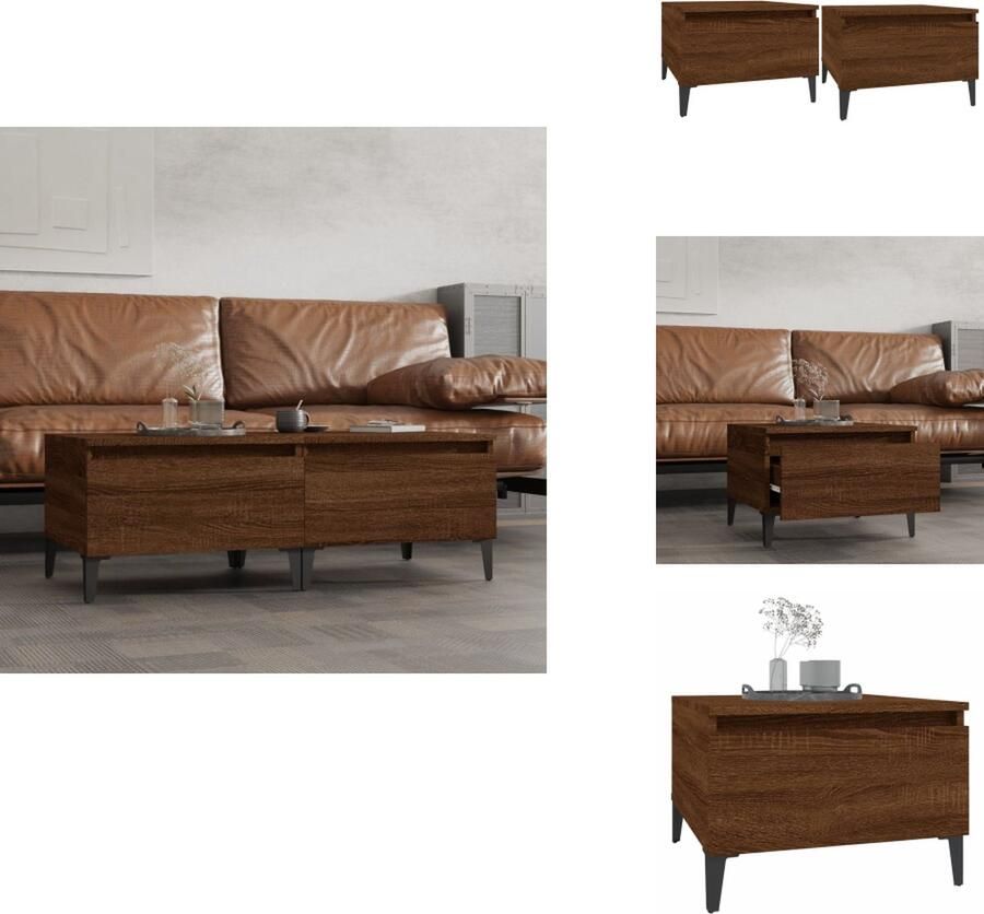 VidaXL Bijzettafel Bijzettafels Eindtafel Salontafel Bijzettafels 2 st 50x46x35 cm bewerkt hout bruineikenkleurig