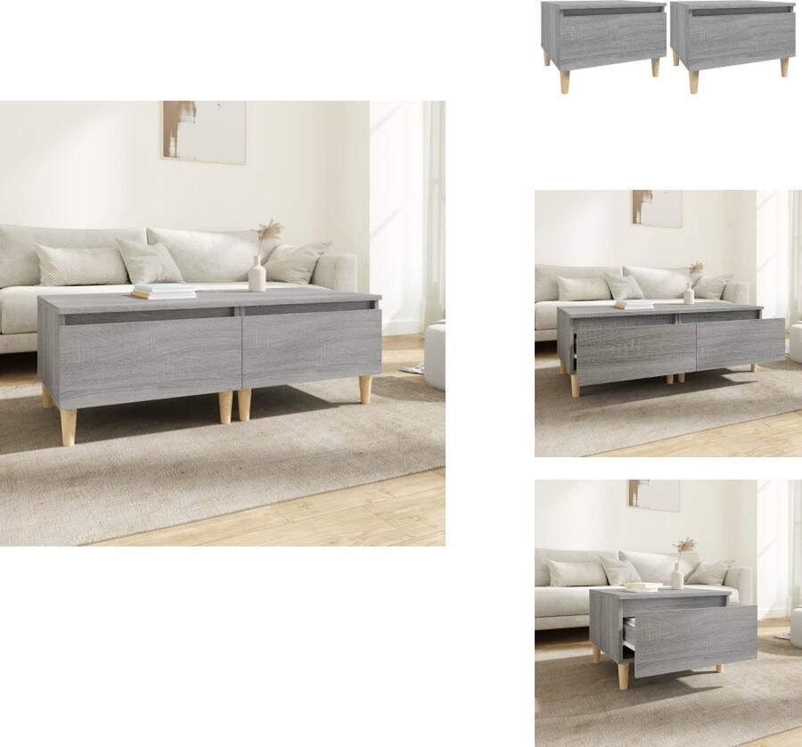 VidaXL Bijzettafel Bijzettafels Eindtafel Salontafel Bijzettafels 2 st 50x46x35 cm bewerkt hout grijs sonoma eiken