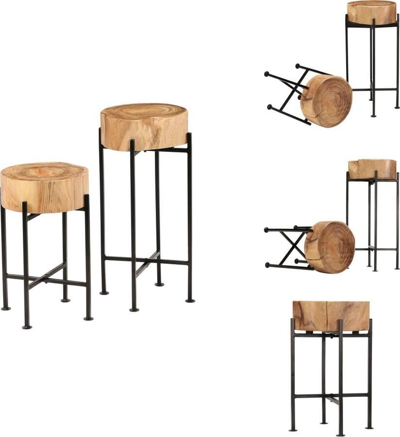VidaXL Bijzettafel Bijzettafels Houten Bijzettafel Houten Bijzettafels 2-delige Bijzettafelset massief acaciahout