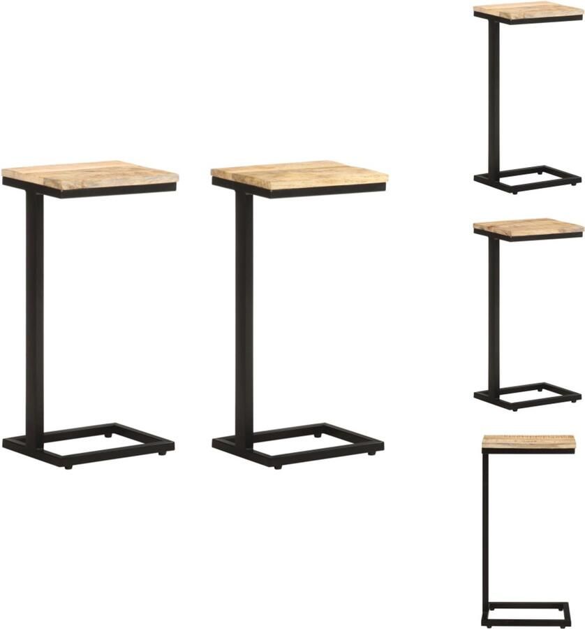 VidaXL Bijzettafel Bijzettafels Houten Bijzettafel Houten Bijzettafels 2 st 31 5x24 5x64 5 cm ruw mangohout