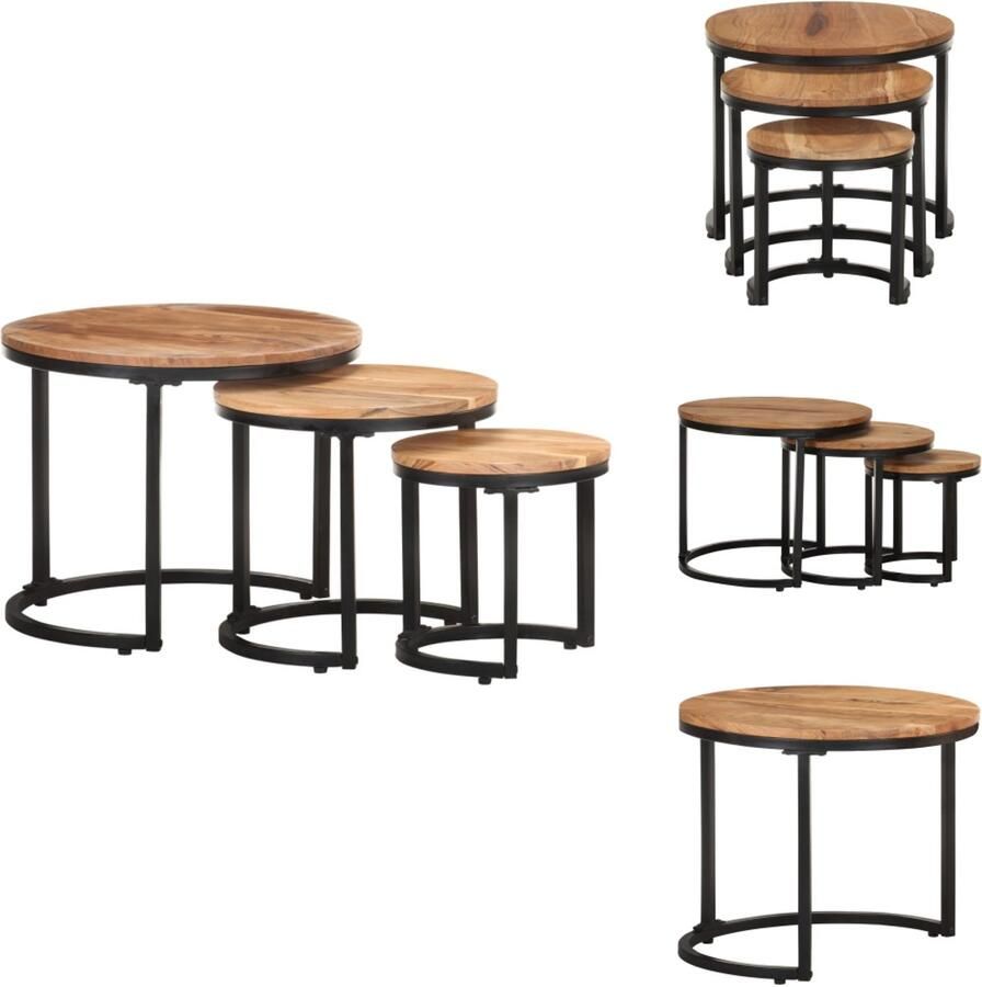 VidaXL Bijzettafel Bijzettafels Houten Bijzettafel Houten Bijzettafels 3 st massief acaciahout