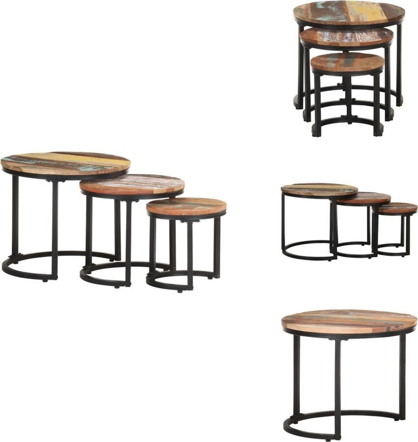 VidaXL Bijzettafel Bijzettafels Houten Bijzettafel Houten Bijzettafels Bijzettafel 3 st massief gerecycled hout