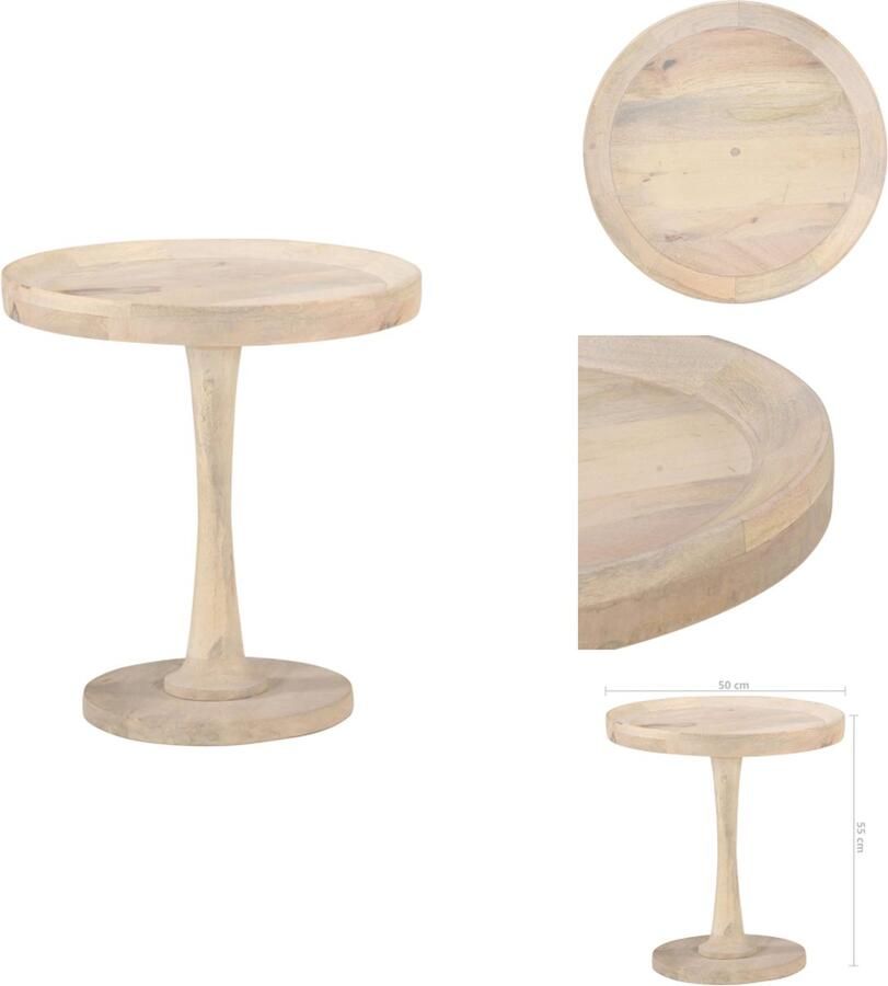 VidaXL Bijzettafel Bijzettafels Houten Bijzettafel Houten Bijzettafels Bijzettafel Ø50x55 cm massief mangohout