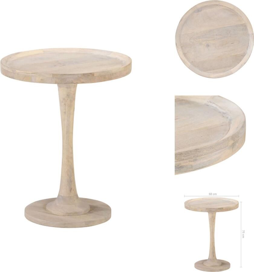 VidaXL Bijzettafel Bijzettafels Houten Bijzettafel Houten Bijzettafels Bijzettafel Ø60x75 cm massief mangohout
