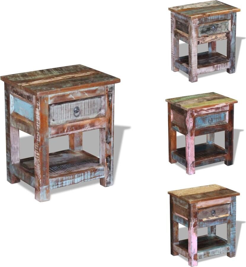 VidaXL Bijzettafel Bijzettafels Houten Tafeltje Houten Tafeltjes Bijzettafel met lade 43x33x51 cm massief gerecycled hout