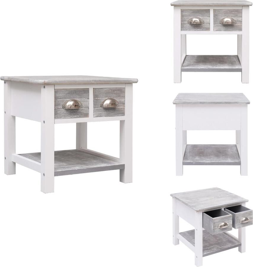 VidaXL Bijzettafel Bijzettafels Koffietafel Koffietafels Bijzettafel 40x40x40 cm paulowniahout grijs - Foto 3