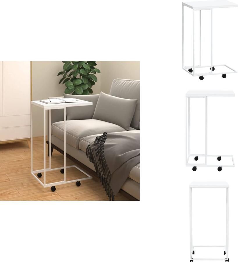 VidaXL Bijzettafel Bijzettafels Salontafel Bijzettafeltje Bijzettafel met wieltjes 40x30x63 5 bewerkt hout wit