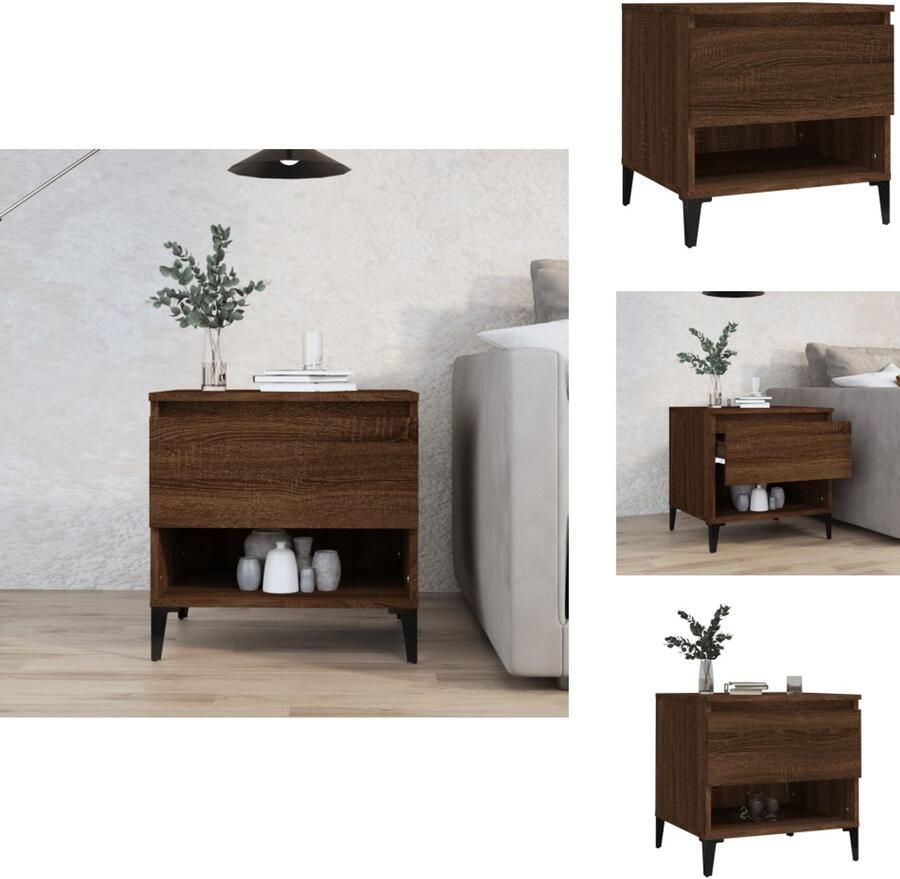 VidaXL Bijzettafel Bijzettafels Salontafel Salontafels Bijzettafel 50x46x50 cm bewerkt hout bruineikenkleurig