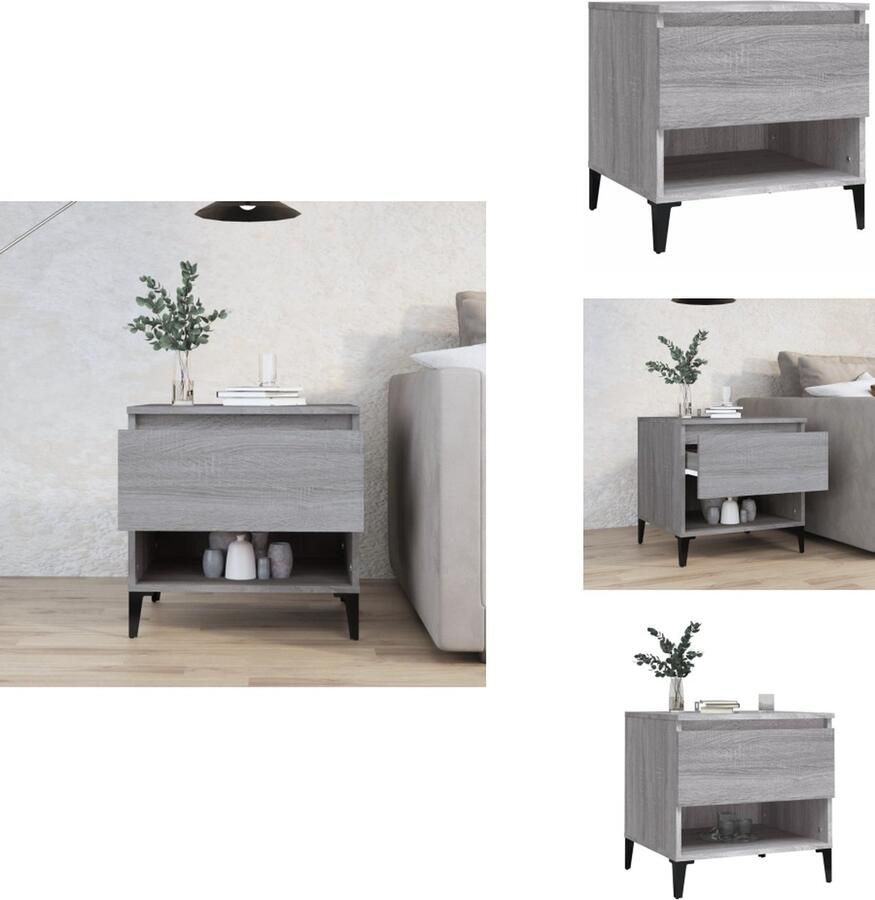 VidaXL Bijzettafel Bijzettafels Salontafel Salontafels Bijzettafel 50x46x50 cm bewerkt hout grijs sonoma eikenkleur - Foto 2