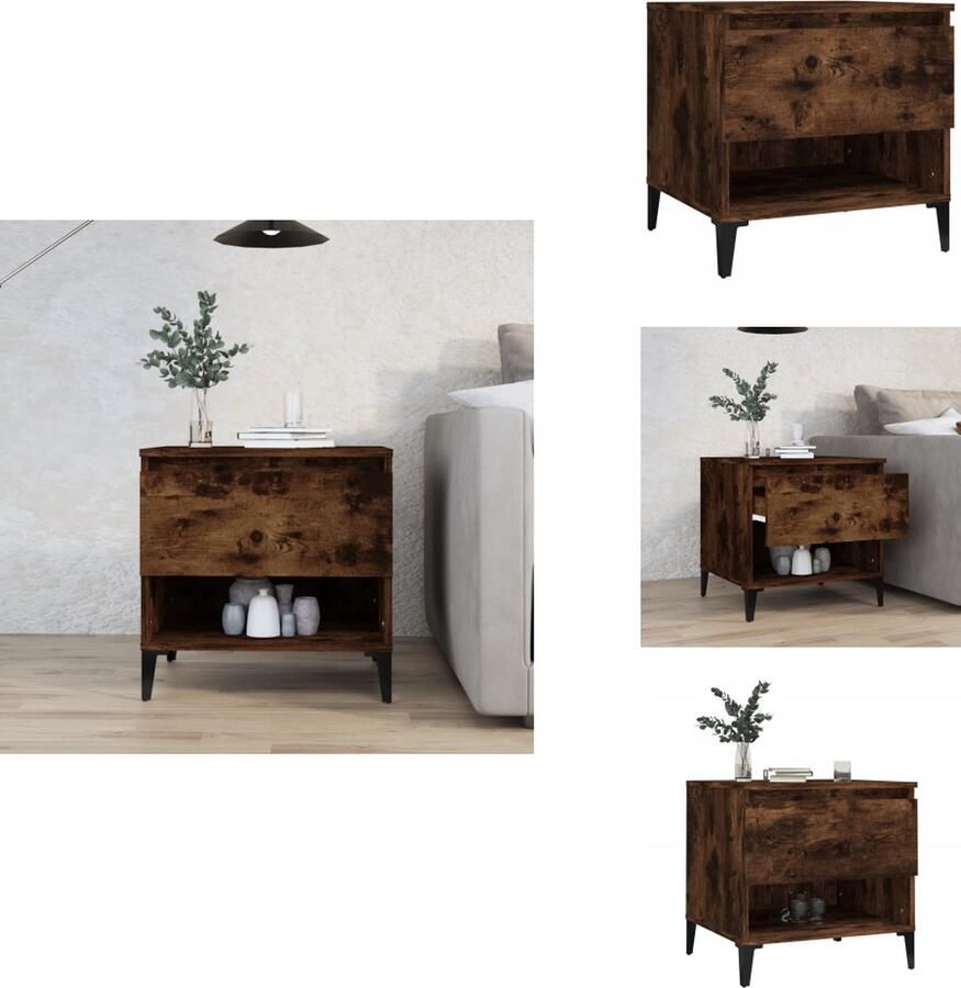 VidaXL Bijzettafel Bijzettafels Salontafel Salontafels Bijzettafel 50x46x50 cm bewerkt hout gerookt eikenkleurig