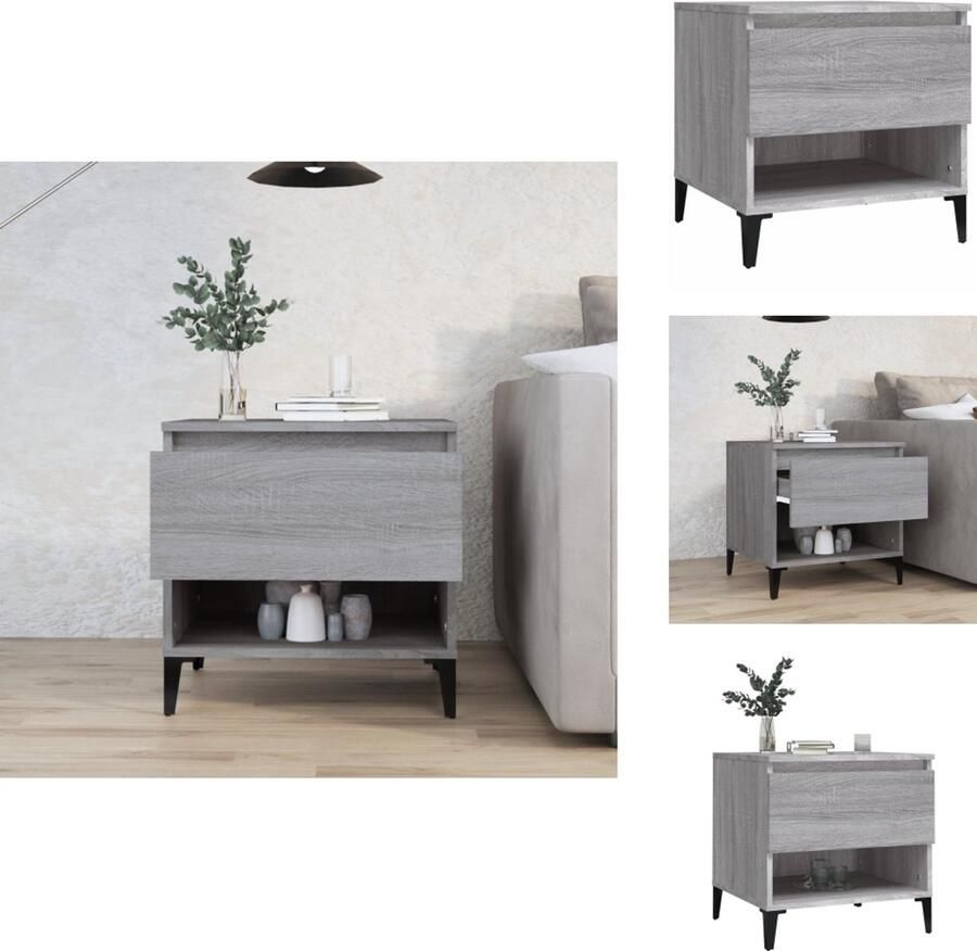 VidaXL Bijzettafel Bijzettafels Salontafel Salontafels Bijzettafel 50x46x50 cm bewerkt hout grijs sonoma eikenkleur