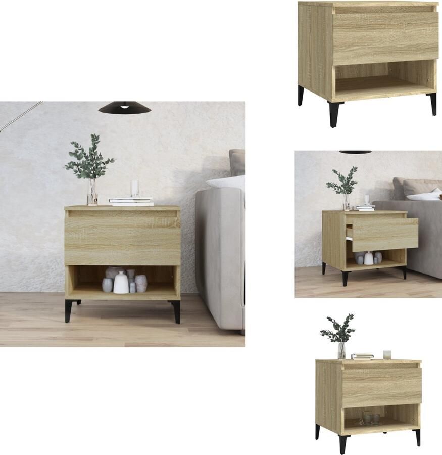 VidaXL Bijzettafel Bijzettafels Salontafel Salontafels Bijzettafel 50x46x50 cm bewerkt hout sonoma eikenkleurig