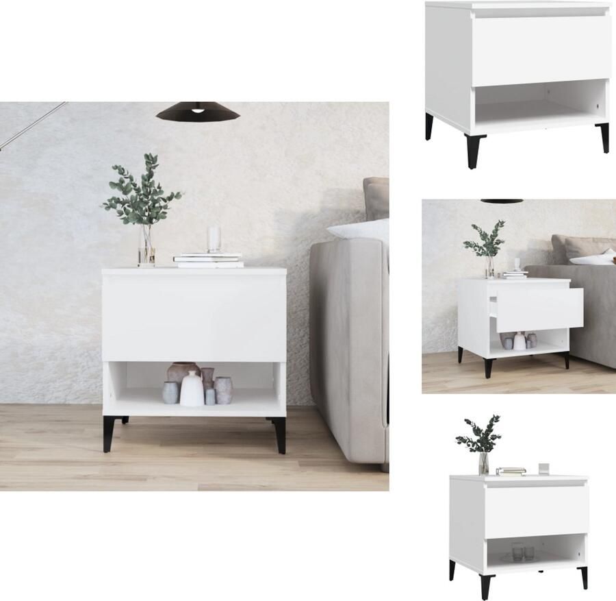 VidaXL Bijzettafel Bijzettafels Salontafel Salontafels Bijzettafel 50x46x50 cm bewerkt hout wit