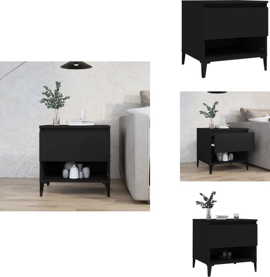 VidaXL Bijzettafel Bijzettafels Salontafel Salontafels Bijzettafel 50x46x50 cm bewerkt hout zwart