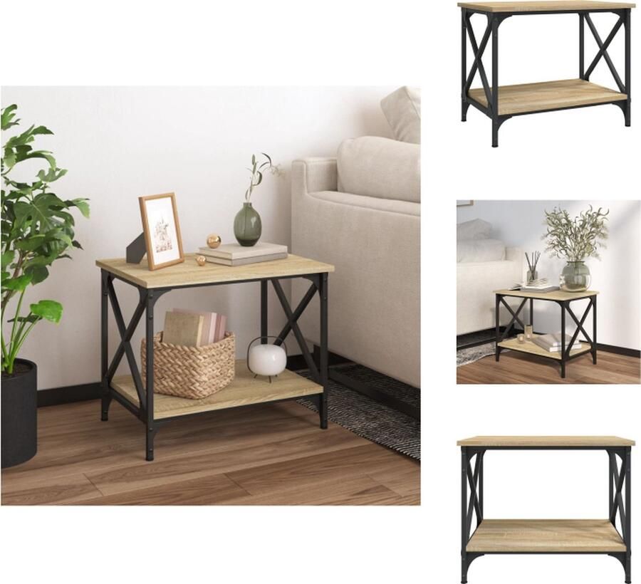 VidaXL Bijzettafel Bijzettafels Salontafel Salontafels Bijzettafel 55x38x45 cm bewerkt hout sonoma eikenkleurig