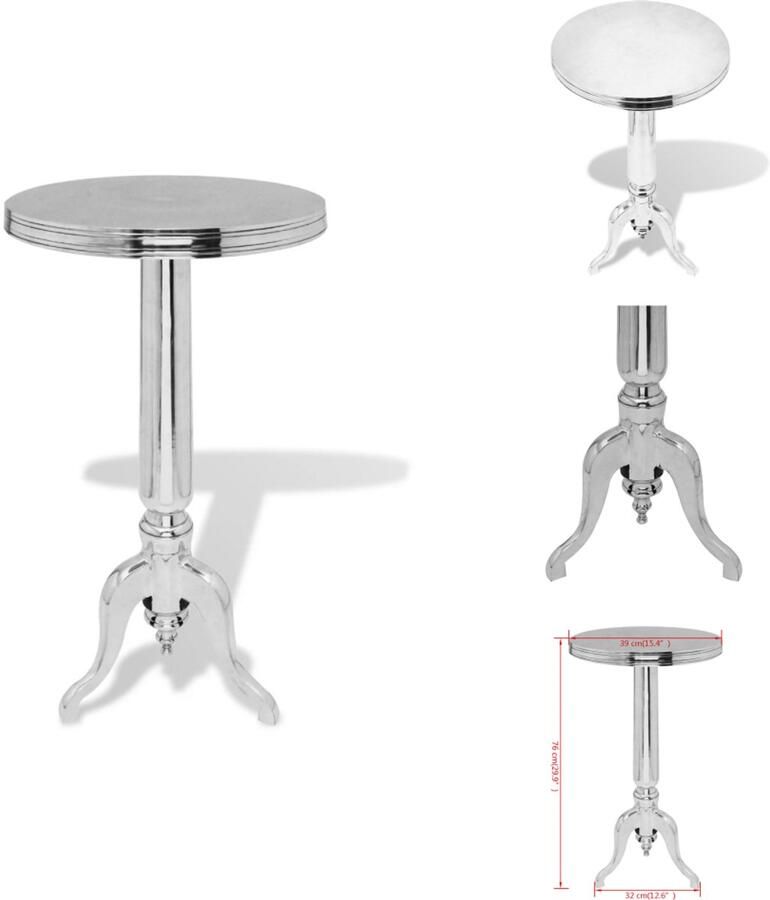 VidaXL Bijzettafel Bijzettafels Salontafel Salontafels Bijzettafel rond aluminium zilver
