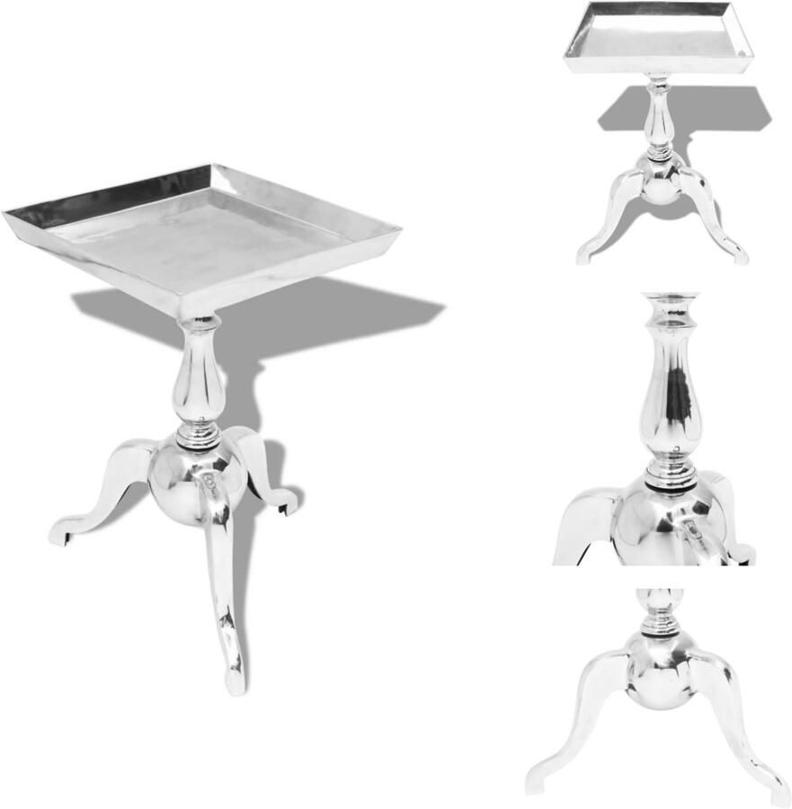 VidaXL Bijzettafel Bijzettafels Salontafel Salontafels Bijzettafel vierkant aluminium zilver