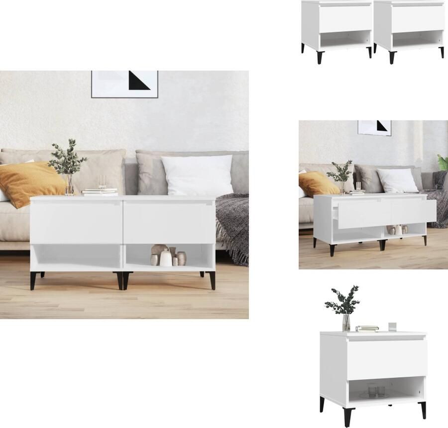 VidaXL Bijzettafel Bijzettafels Salontafel Salontafels Bijzettafels 2 st 50x46x50 cm bewerkt hout wit - Foto 2