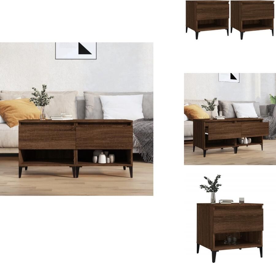 VidaXL Bijzettafel Bijzettafels Salontafel Salontafels Bijzettafels 2 st 50x46x50 cm bewerkt hout bruineikenkleurig
