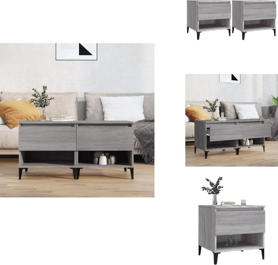 VidaXL Bijzettafel Bijzettafels Salontafel Salontafels Bijzettafels 2 st 50x46x50 cm bewerkt hout grijs sonoma eiken