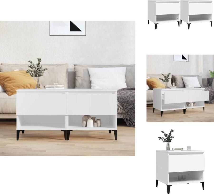 VidaXL Bijzettafel Bijzettafels Salontafel Salontafels Bijzettafels 2 st 50x46x50 cm bewerkt hout wit
