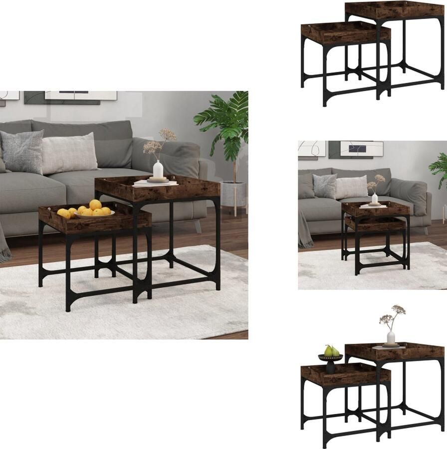 VidaXL Bijzettafel Bijzettafels Salontafel Salontafels Bijzettafels 2 st bewerkt hout gerookt eikenkleurig