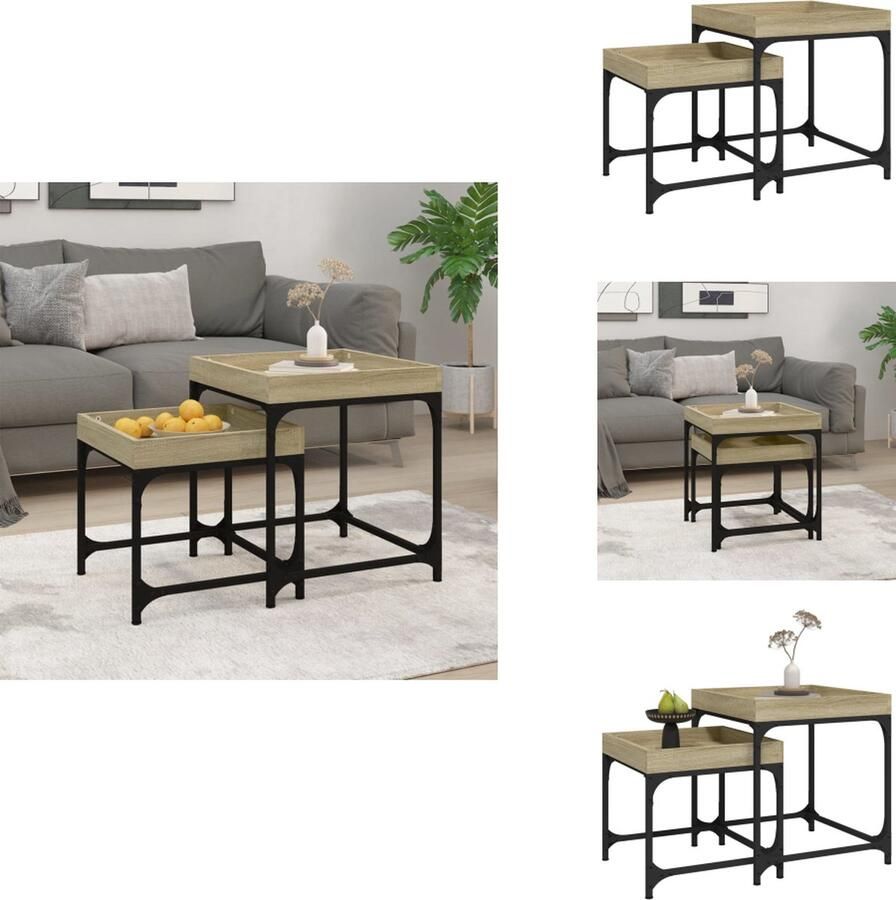 VidaXL Bijzettafel Bijzettafels Salontafel Salontafels Bijzettafels 2 st bewerkt hout sonoma eikenkleurig