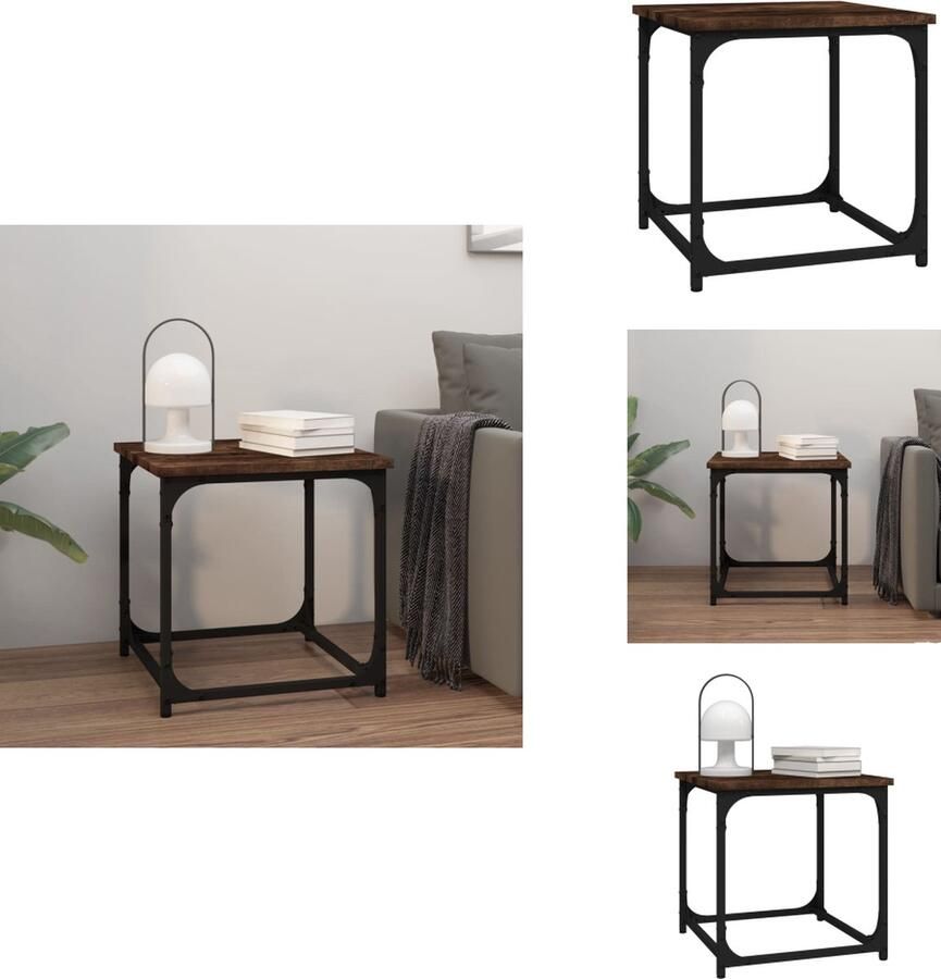 VidaXL Bijzettafel Bijzettafels Salontafel Salontafels Salontafel 40x40x40 cm bewerkt hout gerookt eikenkleurig - Foto 2