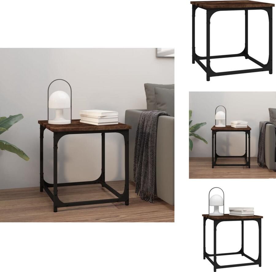 VidaXL Bijzettafel Bijzettafels Salontafel Salontafels Salontafel 40x40x40 cm bewerkt hout gerookt eikenkleurig