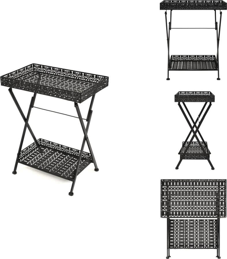 VidaXL Bijzettafel Bijzettafels Salontafel Salontafels Theetafel vintage stijl inklapbaar 58x35x72 cm metaal zwart