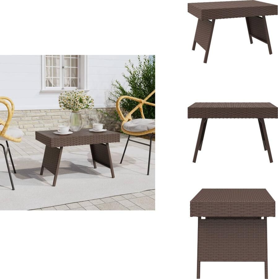VidaXL Bijzettafel Bijzettafels Salontafel Tafel -Bijzettafel-inklapbaar-60x40x38-cm-poly-rattan-bruin - Foto 2