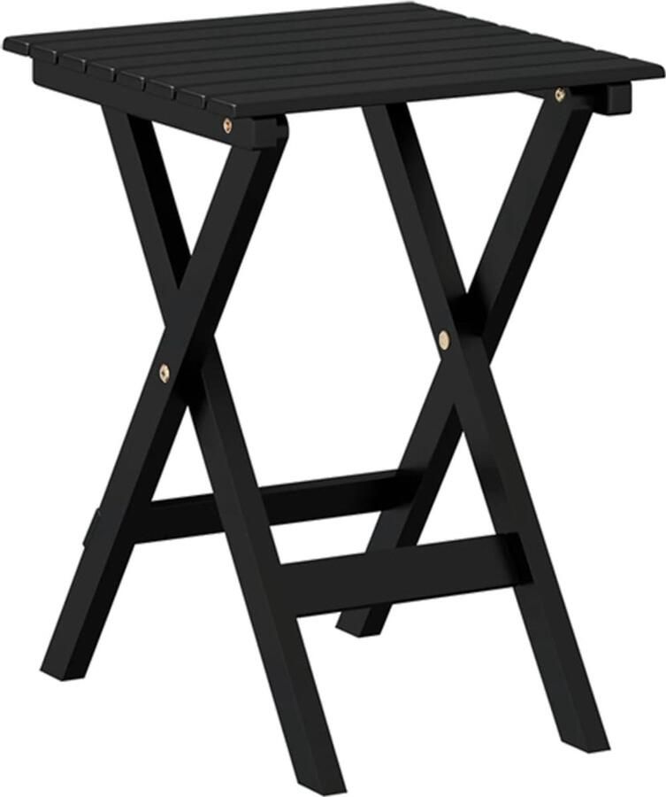 The Living Store Bijzettafel inklapbaar massief populierenhout zwart Bijzettafel Inklapbare Tafel Houten Tafel Zwarte Tafel Buitentafel