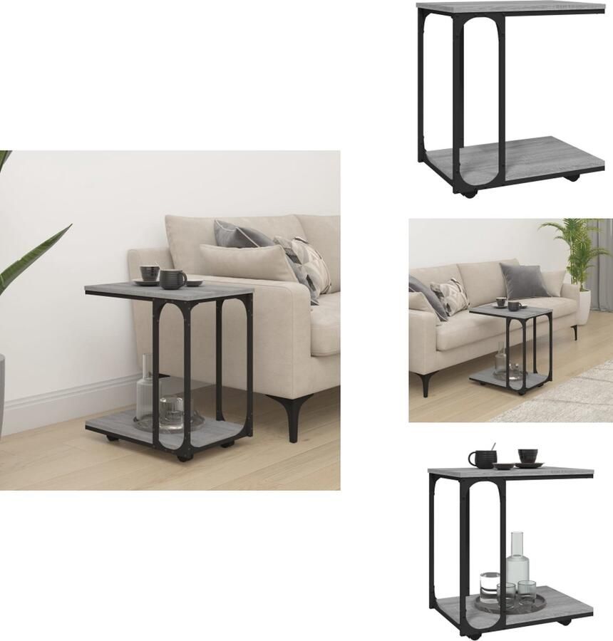 VidaXL Bijzettafel Bijzettafels Salontafel Tafel Bijzettafel met wieltjes 50x35x55 5 cm hout grijs sonoma eiken