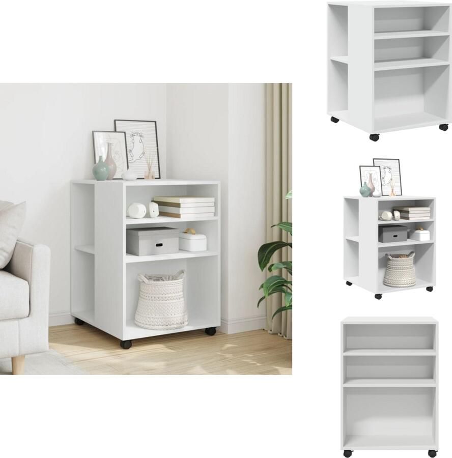 VidaXL Bijzettafel Bijzettafels Salontafel Tafel Bijzettafel met wieltjes 55x60x78 bewerkt hout wit