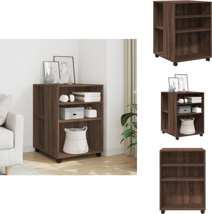 VidaXL Bijzettafel Bijzettafels Salontafel Tafel Bijzettafel met wieltjes 55x60x78 cm hout bruin eikenkleurig