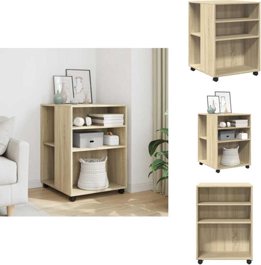 VidaXL Bijzettafel Bijzettafels Salontafel Tafel Bijzettafel met wieltjes 55x60x78 cm hout sonoma eikenkleurig