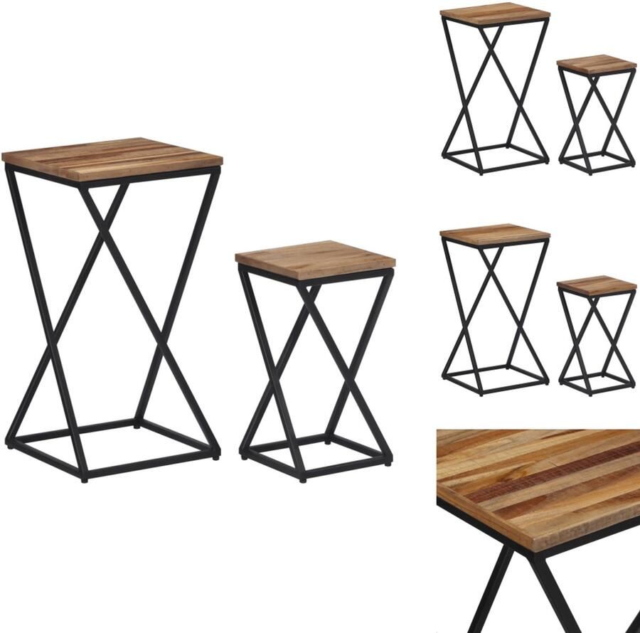 VidaXL Bijzettafel Bijzettafels Salontafel Tafel Bijzettafels 2 st massief gerecycled teakhout