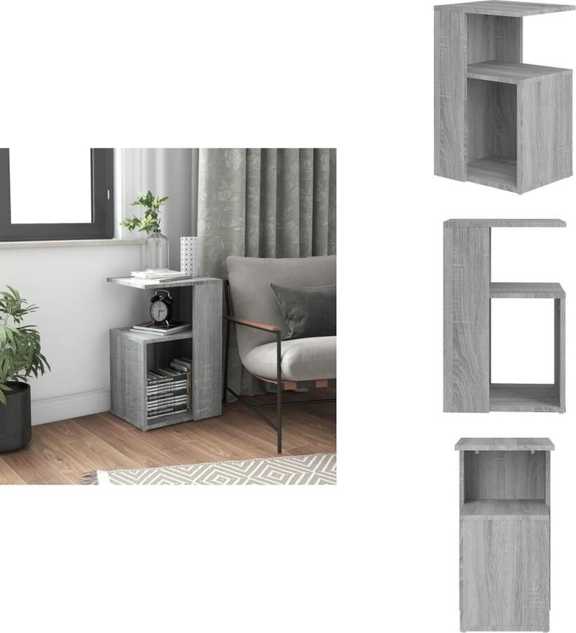 VidaXL Bijzettafel Bijzettafels Salontafel Woonkamertafel Bijzettafel 36x30x56 cm bewerkt hout grijs sonoma eikenkleurig - Foto 2