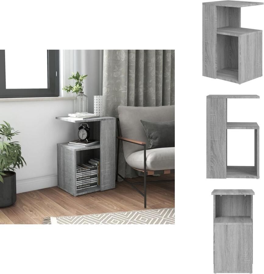 VidaXL Bijzettafel Bijzettafels Salontafel Woonkamertafel Bijzettafel 36x30x56 cm bewerkt hout grijs sonoma eikenkleurig