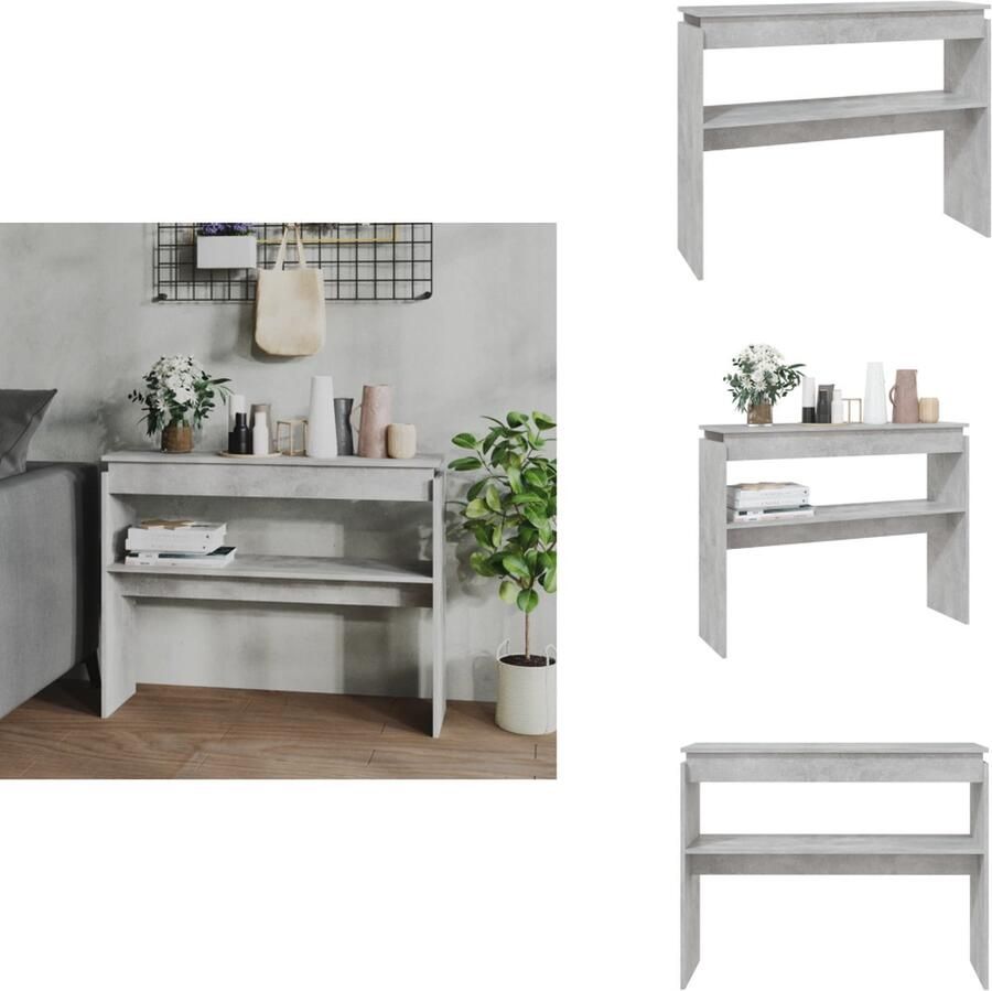 VidaXL Bijzettafel Bijzettafels Tafel Tafels Wandtafel 102x30x80 cm bewerkt hout betongrijs - Foto 2