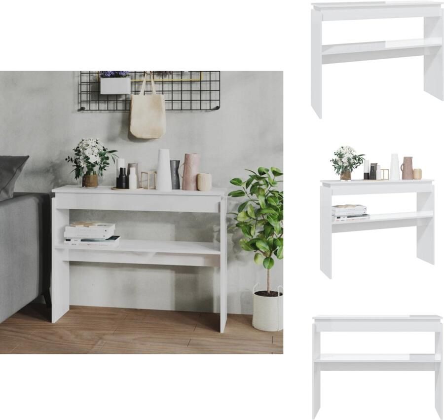 VidaXL Bijzettafel Bijzettafels Tafel Tafels Wandtafel 102x30x80 cm bewerkt hout hoogglans wit